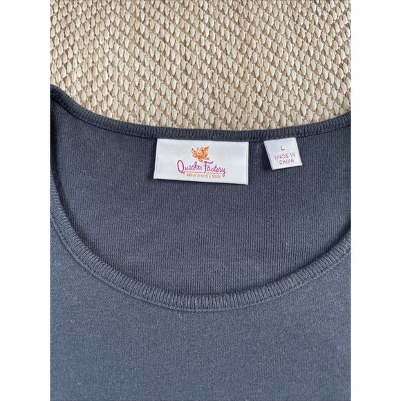 Quacker Factory Rhinestone Pullover Top Flamingo Bird Design Size Large Black - Picture 3 of 4